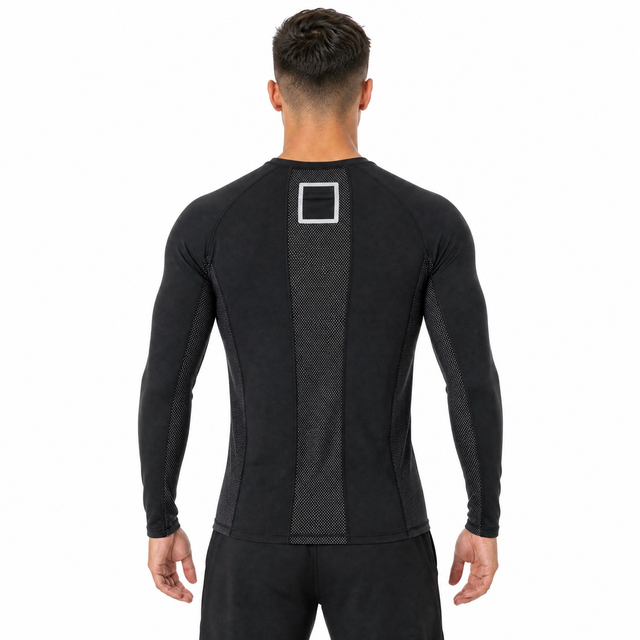 Mens Compression Baselayer Reflective Trims Active Slim Fit Tops