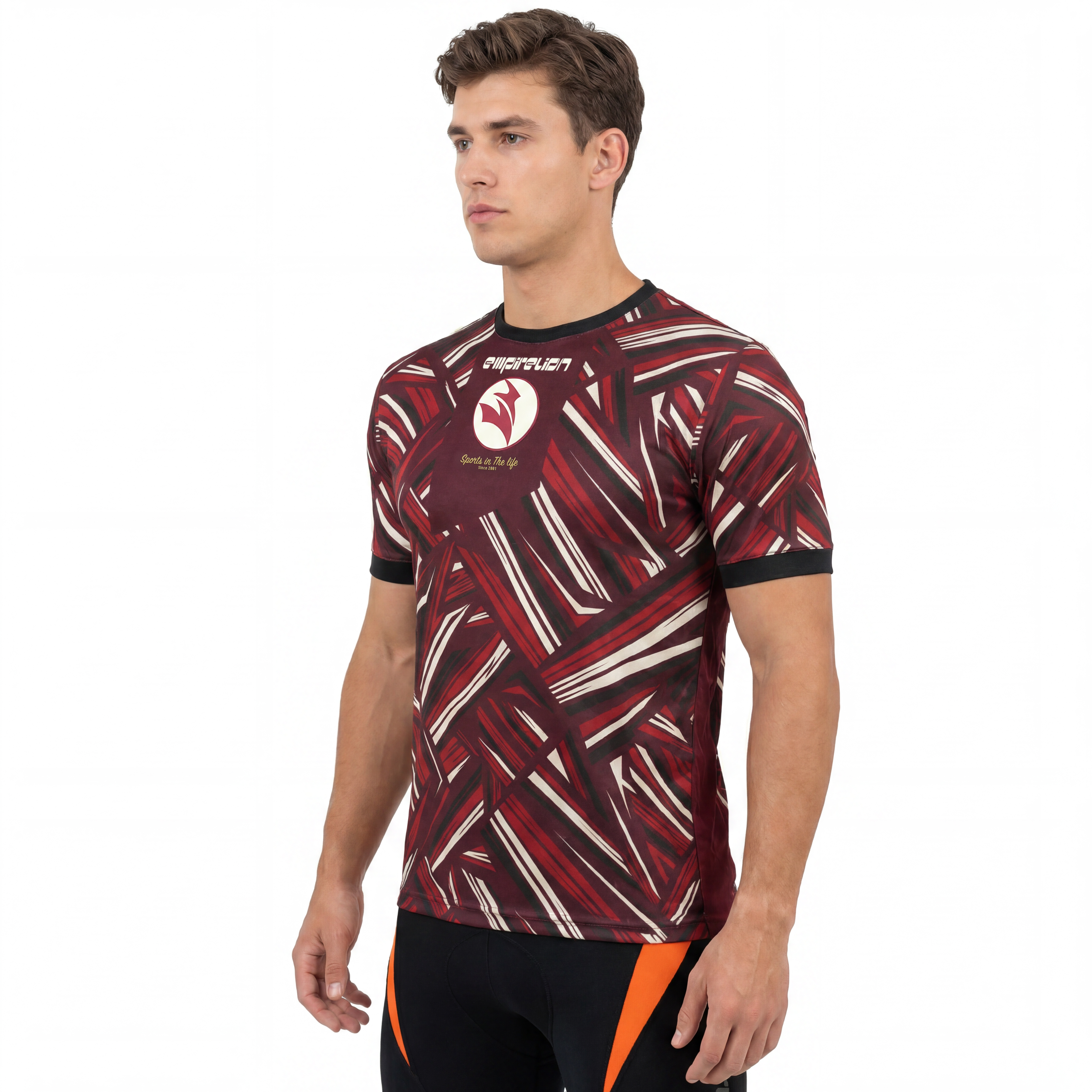 Mens Color Block Full Print Sports T-shirt