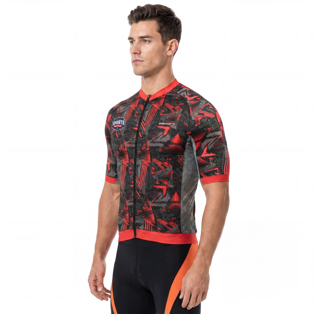 Digital Print Raglan Short-sleeved High Neck Cycling Jersey