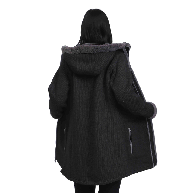 Women Sherpa Fleece Bonded Winter Parka Overcoat Jacket