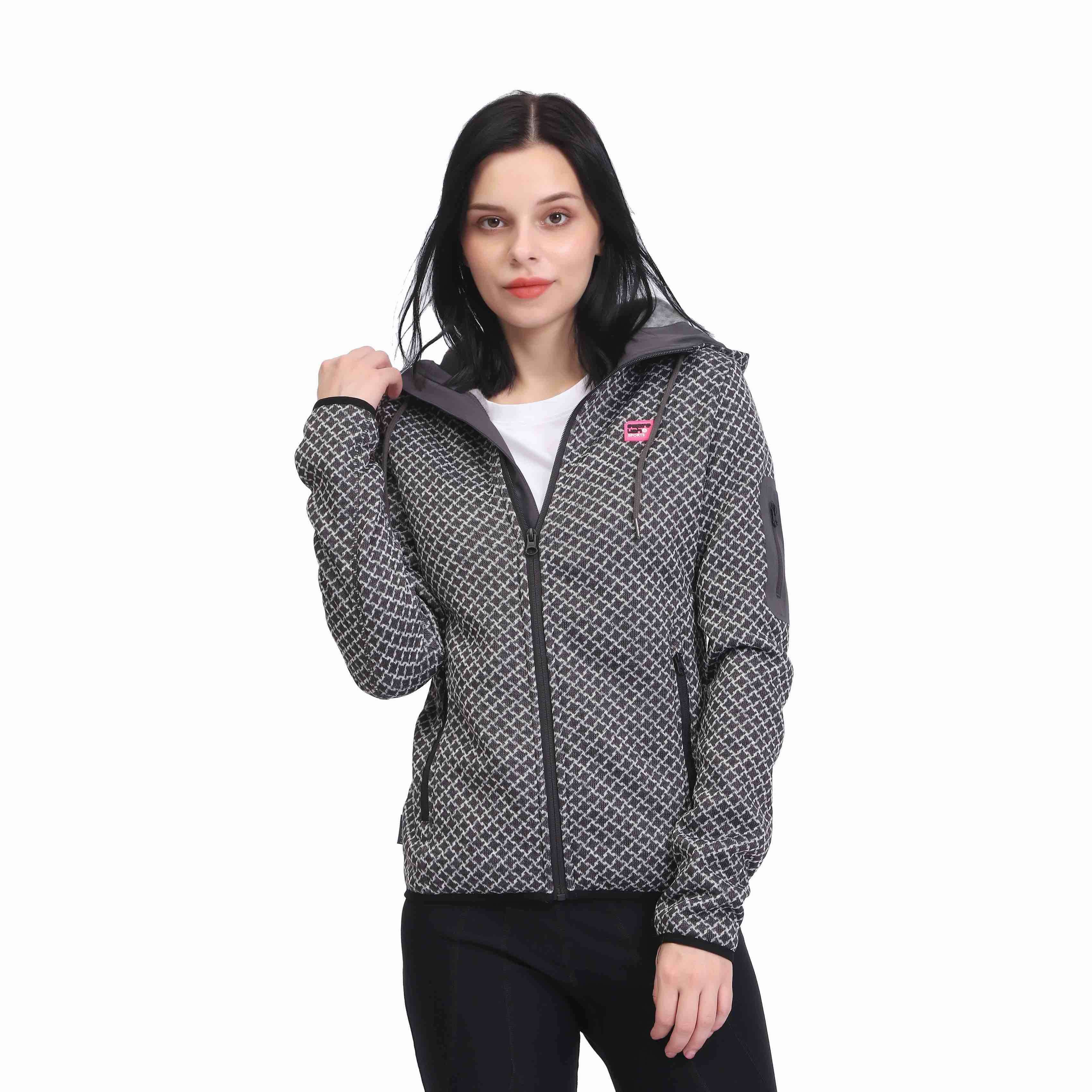 Women’s Allover Print Warm Fleece Zipper Hoodies Sweatshirt Jackets