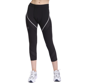 Women Embossed Panel Reflective Running Capri Legging