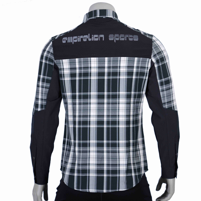 Mens Yarn Dyed Check Laser Cut Hole Yoke Hiking Shirts