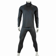 Mens Panels Yarn Dyed Inner Fleece Baselayer Half Zip Workout Thermal Set