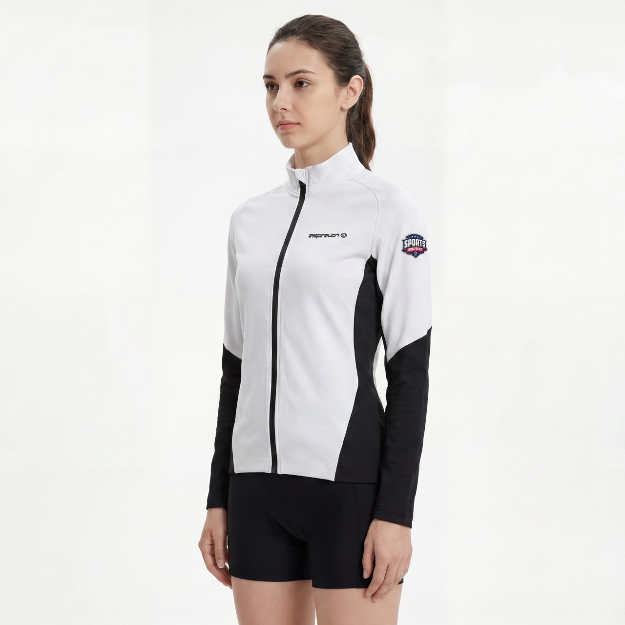 Womens Color Block Reflective Trim Sports Fashion Jacket