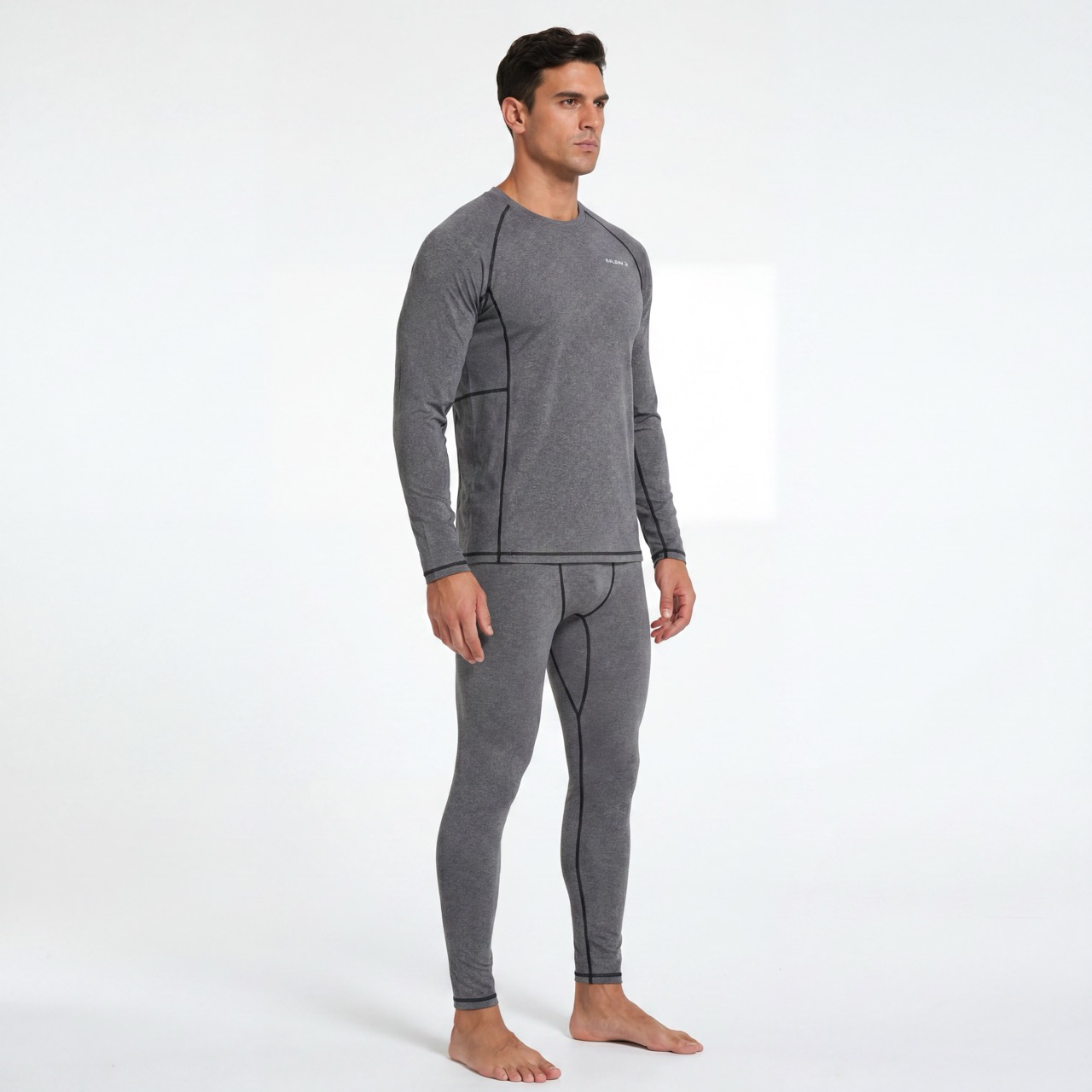 Mens Thermal Underwear Long Johns Base Layer Inner Fleece Top Bottom 2 Pcs Set
