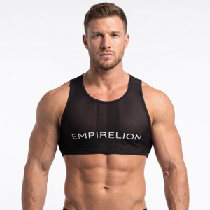 Men Quick Dry Mesh Sports Racerback Vest with Back Silicone Anti-Slip Pocket, Fits Multiple Sizes Apple Watch for Heart Rate Monitoring, for Football Running Training