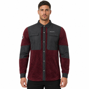 Mens Hiking Camping Windproof Shaggy Fuzzy Melange Fleece Shirts