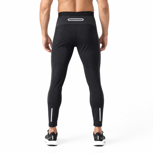 Mens Compression Baselayer Reflective Trims Active Slim Fit Pants